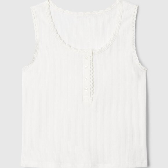 NWT Gap Kids x DÔEN Girls Pointelle White Tank Top in XS - Picture 2 of 6